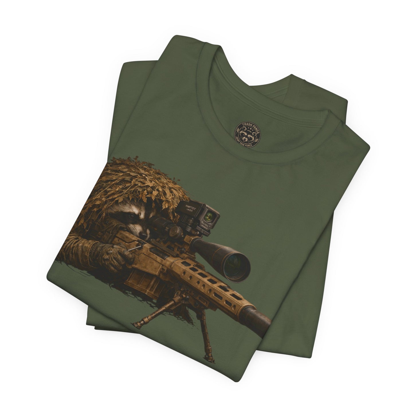Ghillie Sniper Raccoon Shirt | Tactical Trash Panda Graphic Tee | Military-Inspired Streetwear