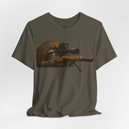 Ghillie Sniper Raccoon Shirt | Tactical Trash Panda Graphic Tee | Military-Inspired Streetwear
