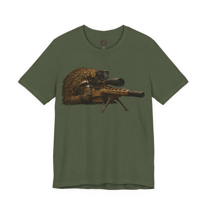 Ghillie Sniper Raccoon Shirt | Tactical Trash Panda Graphic Tee | Military-Inspired Streetwear