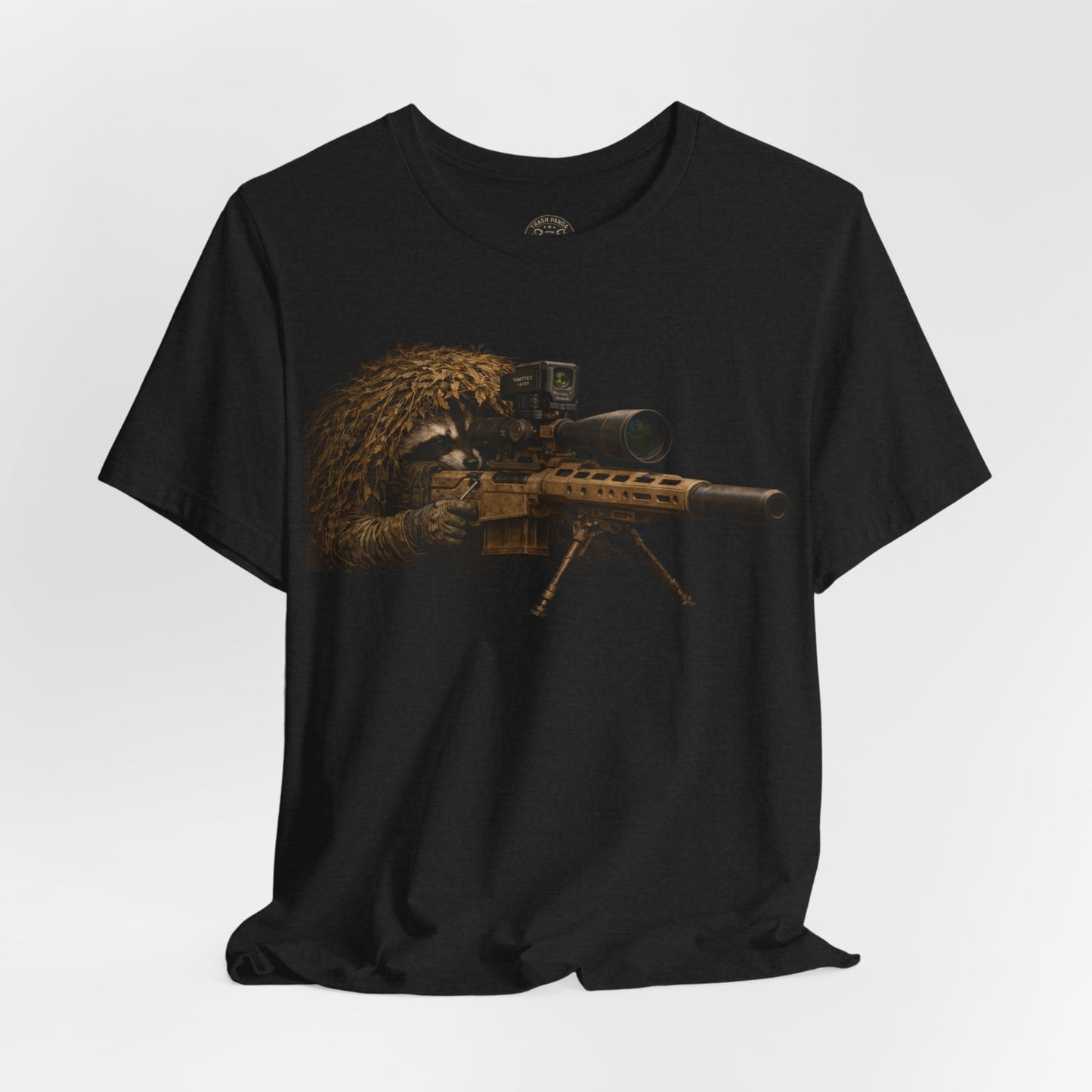 Ghillie Sniper Raccoon Shirt | Tactical Trash Panda Graphic Tee | Military-Inspired Streetwear