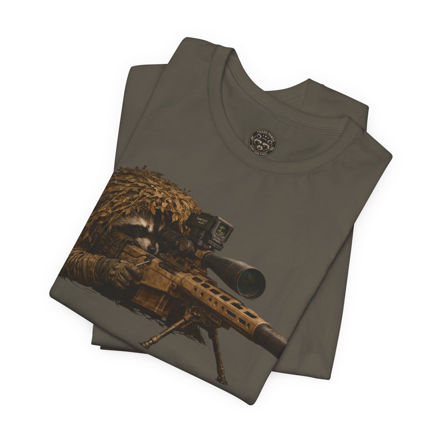 Ghillie Sniper Raccoon Shirt | Tactical Trash Panda Graphic Tee | Military-Inspired Streetwear