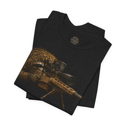 Ghillie Sniper Raccoon Shirt | Tactical Trash Panda Graphic Tee | Military-Inspired Streetwear